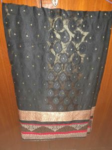 Beautiful Black Georgett &amp; Net Saree