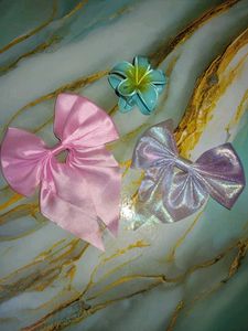 2 Cute Hair Bows 1 flower claw
