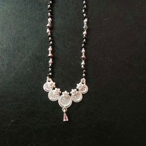 Pure Silver Beautiful White &amp; Pink CZ Mangalsutra