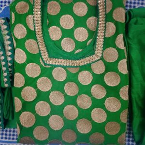 Green &amp; Gold Polka Dot Kurta