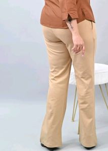 BEIGE PLUS SIZE STRETCHABLE BIOWASH COTTON BOOTCUT