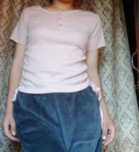 V neck Short Sleeve Pink Top💓