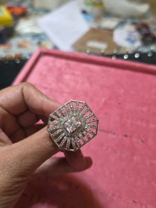 White Zircon Adjustable Ring