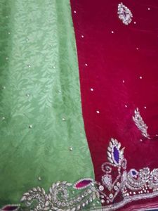 It Is Gorgeous Magenta Velvet Work Saree