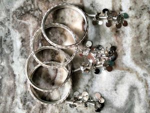 Silver-Tone Ethnic Bangles