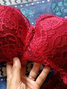 Reddish Maroon Lace Bra