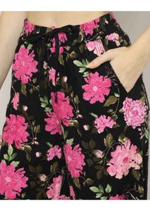 M&amp;S Linen Floral Print Wide Leg Trousers | M size