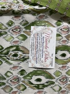 Pakistani Printed Green &amp; White Geometric Print Fa