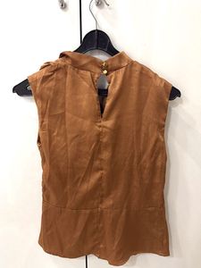 Brown Cowl Neck Sleeveless Top