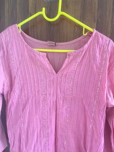 Pink Embroidered Kurta