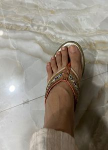 Gold Sparkly Thong Sandals