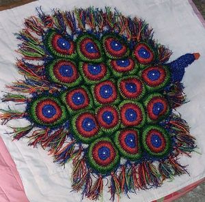 Handmade Crochet Peacock Table Art