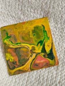 Hand-painted  Abstract wooden coaster