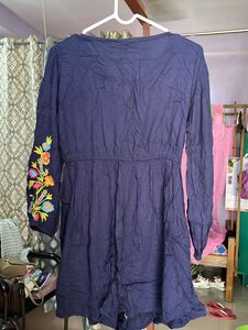 Navy Embroidered Tunic Top