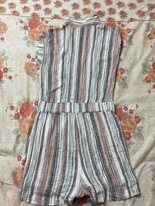 Striped Button-Down Romper