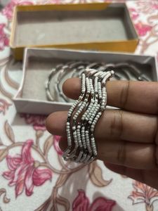 Silver Beaded Bracelet Set