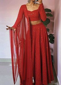 Red Embroidered Lehenga Choli