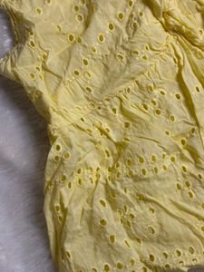 Yellow Eyelet Top