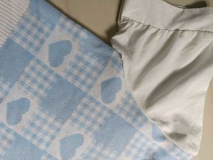 Blue Gingham Heart Sweater Top