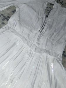 White Long Sleeve Fit &amp; Flare Backless Dress
