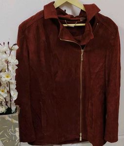 Burgundy Suede Moto Jacket