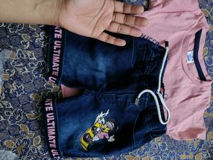 Baby Shirt &amp; Denim Shorts Set 6 - 12 Months