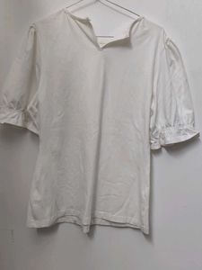 White Puff Sleeve Top