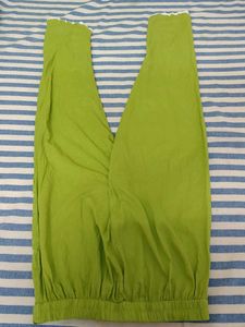 Green Lace Trim Leggings