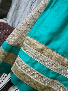 Beautiful Peacock Green Ethnic Dress With Dupatta
