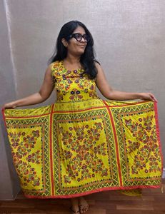 Unique Square Cut Floral Print Dress