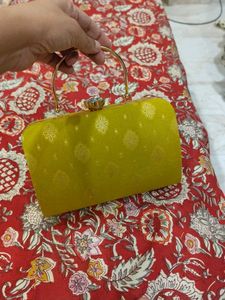 Mustard Hand Clutch With Sling
