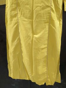 Yellow Kurti With Golden Lace Detailing