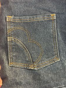 Denim Frill Skirt With Heart Back Pocket