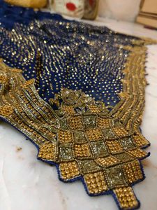 Elegant Blue Embellished Saree