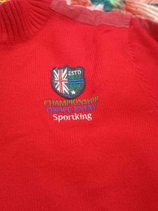 Red Quarter-Zip Knit Sweater