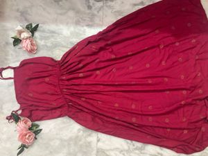 Pink Floral Kurti Maxi Dress