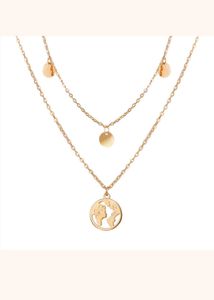 Layered World Map Necklace