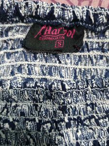 Patterned Smocked Crop Top