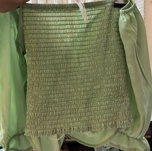 Sage Green Ruched Long Sleeve Top