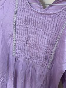 Elegant Lavender Pleated Kurta