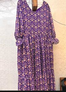 Purple Patterned Tiered Maxi Dress