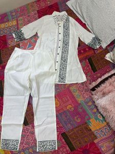 White Embroidered Pant Suit