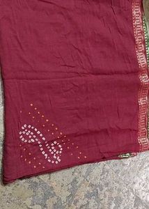 Green &amp; Maroon Bandhani Dupatta