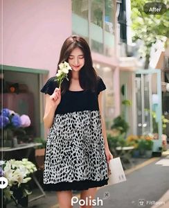 New With Tag Korean Midi Polka Half Dress