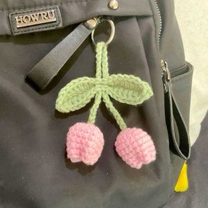 crochet tulip keychain