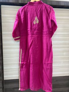 Pink Embroidered Kurta pant with tissue duptta