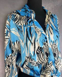 Zara Zebra Print Tie-Front Top