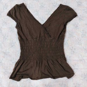 🤎 Chocolate Brown Shirred Top! 🤎