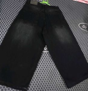 Black Denim Wide Leg Jeans