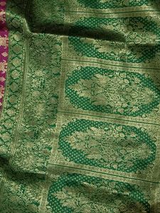 Purple &amp; Green Banarasi Silk Saree